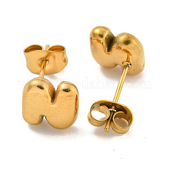 Pendientes de botón de acero inoxidable 304 con letras grandes para mujer&nbsp;EJEW-G386-01N-G