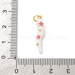 Pendentifs en laiton micro pavé de zircons cubiques et émail&nbsp;KK-Q098-35G-B