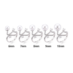 Geschwungene Form Messing Mikropflaster klare Zirkonia verstellbare Ringfassungen&nbsp;KK-T076-46P
