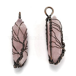 Pendentifs pointus enveloppés de gros fil de quartz rose naturel&nbsp;G-T133-R02G