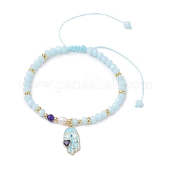 Bracelets en laiton émaillé avec breloques en verre&nbsp;BJEW-JB12393