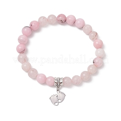 Braccialetti con ciondoli di perline di diaspro naturale con fiori di prugna per la festa della mamma&nbsp;BJEW-TA00611