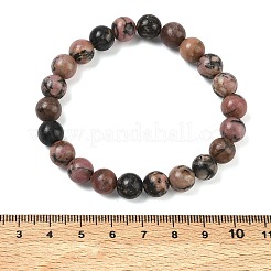 Braccialetti elasticizzati con perline rotonde di rodonite naturale&nbsp;GG-CBA12F1-02A-01