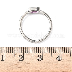 Rechteckige Manschettenringe aus Messing mit Glas für Damen&nbsp;RJEW-Z111-05P