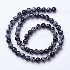 Naturschneeflocke Obsidian Perlen Stränge&nbsp;G-D855-11-6mm