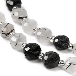 Natürliche turmalinierte Quarz / schwarze Rutilquarz Perlen Stränge&nbsp;G-B153-B08