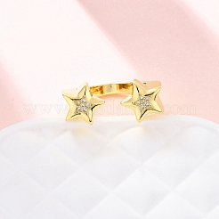 Bagues de manchette réglables en laiton avec micro pavé de zircones cubiques pour femmes&nbsp;RJEW-U053-02G