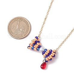 3 collier pendentif nœud papillon en perles de verre de 3 couleurs&nbsp;NJEW-MZ00091