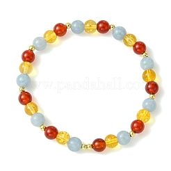 Pulseras elásticas de la amistad con cuentas redondas de cornalina natural de 6 mm&nbsp;BJEW-JB14382