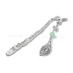 Natürliche und gefärbte Lesezeichen aus runder Perlenlegierung aus malaysischer Jade&nbsp;AJEW-JK00292