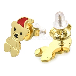 Orecchini a bottone in acciaio inossidabile smaltato 304 con placcatura ionica (ip)&nbsp;EJEW-I316-04G-08