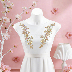 Écussons en tissu avec strass en laiton&nbsp;PATC-WH0031-003G-01