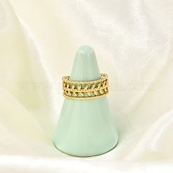 Anillos abiertos de acero inoxidable 304 con forma de hoja para mujer&nbsp;RJEW-Q006-03A-G