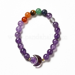 Mond- und Sternperlenarmbänder aus natürlichem Amethyst und gemischten Edelsteinen für Damen&nbsp;G-G997-B03