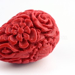 Geschnitzte Blume Zinnober Perlen&nbsp;X-CARL-Q004-53