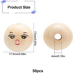 50pcs perles de bois naturel&nbsp;WOOD-FG0001-15B