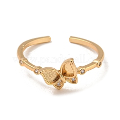 Anelli a polsino aperti in ottone con zirconi cubici&nbsp;RJEW-B052-05G-02