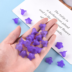 Perles pourpres de fleurs en acrylique transparent mat&nbsp;X-PLF018-15