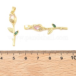 Micro fiore ottone spianare pendenti zirconi&nbsp;KK-M325-07G