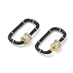 Moschettone di bloccaggio ovale in ottone micro pavé di zirconi cubici trasparenti&nbsp;KK-H256-01G-01