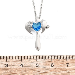 Colliers avec pendentif en forme de croix en laiton et zircone cubique pour femmes&nbsp;NJEW-C067-07P-02
