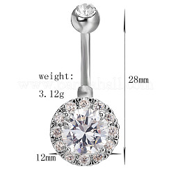 316L Chirurgenstahl Zirkonia Flache runde gebogene Hantel Bauchnabelringe&nbsp;WGB2BE5-04