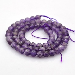 Natürlichen Amethyst runde Perlen Stränge&nbsp;G-N0120-11A-6mm