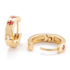 Orecchini a cerchio huggie in ottone smaltato&nbsp;EJEW-P187-L