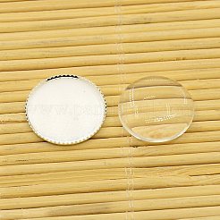 Cabochons en laiton supports et rondes plat transparent cabochons de verre transparent&nbsp;KK-X0008-S-RS