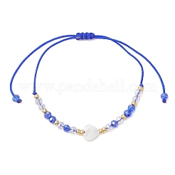 Verstellbare geflochtene Armbänder aus Glas- und natürlichen Trochidenmuschelperlen&nbsp;BJEW-MZ00322