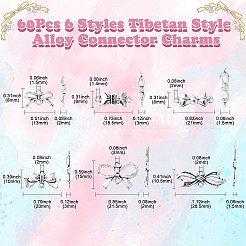 Fascini del connettore della lega di stile tibetano di 60pcs 6 stili&nbsp;FIND-CJ0002-21
