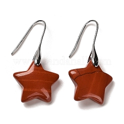 Boucles d'oreilles pendantes en forme d'étoile avec pierres mélangées naturelles et synthétiques&nbsp;EJEW-I315-03P
