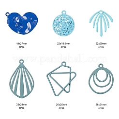 24 stücke 6 stil blaue serie sprühlackierte legierung anhänger&nbsp;FIND-LS0001-62