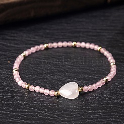 Pulseras elásticas de cuarzo rosa natural y cuentas de cristal de cuarzo para mujer&nbsp;KL2694