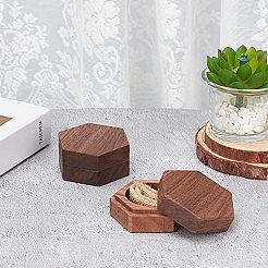 Sechseckige Fingerringboxen aus Holz&nbsp;CON-WH0085-66