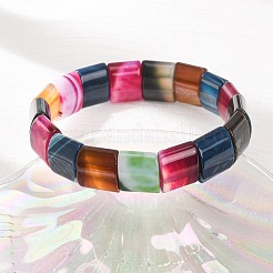 Bracelets extensibles en perles d'agate naturelle carrée (teinte et chauffée) pour femmes et hommes&nbsp;GG-CBA9ACE-B18