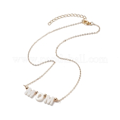 Collana con ciondolo mamma parola conchiglia naturale con catene portacavi in ottone dorato per la festa della mamma&nbsp;NJEW-JN04151-01