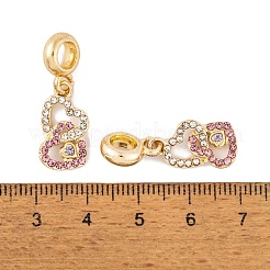 Gestell-Plating-Legierung Kristall & hellrosa Strass europäischen baumelnden Charme&nbsp;FIND-C055-18G