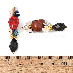 Pendentifs en turquoise synthétique teintée et perles de verre&nbsp;PALLOY-JF06046