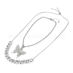 Colliers pendentifs en strass en alliage et ensembles de colliers coulissants réglables&nbsp;NJEW-Z012-02P