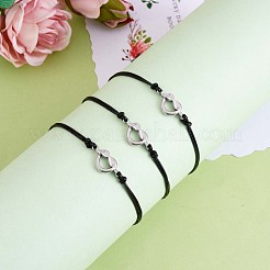 Ensemble de bracelets à maillons en forme de cœur en acier inoxydable 430 de 3 styles&nbsp;JB719A