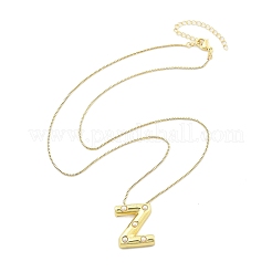 Collane a catena con ciondolo a forma di lettera in perle di ottone e plastica per donna&nbsp;NJEW-U017-01G-26