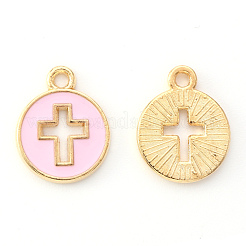 Pendentifs en émail d'alliage plaqué or léger&nbsp;X-ENAM-R136-18B