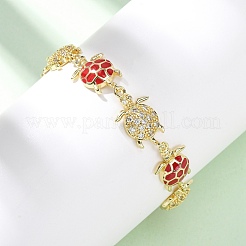 Messing-Gliederarmbänder mit Mikropflaster und klaren Zirkonia für Damen&nbsp;BJEW-H209-05G