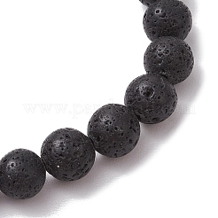 Bracciali elasticizzati con perle tonde in pietra lavica naturale&nbsp;BJEW-JB11489