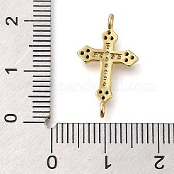 Ciondoli di collegamento in ottone con zirconi cubici neri e trasparenti&nbsp;KK-M101-02D-G01