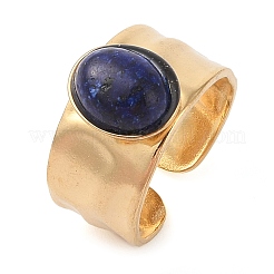 Anillos de dedo ovalados con piedras naturales mixtas&nbsp;RJEW-Z057-12G