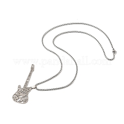 201 collane a catena con ciondolo a forma di chitarra cava in acciaio inossidabile&nbsp;NJEW-M086-03P