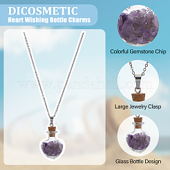 2 Set Anhänger aus gemischten Steinschlag-Herzen aus Glasflaschen&nbsp;FIND-DC0005-62
