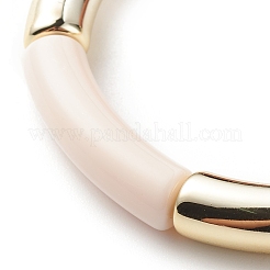 Bracelet extensible perlé tube incurvé acrylique pour femme&nbsp;BJEW-JB08438-01